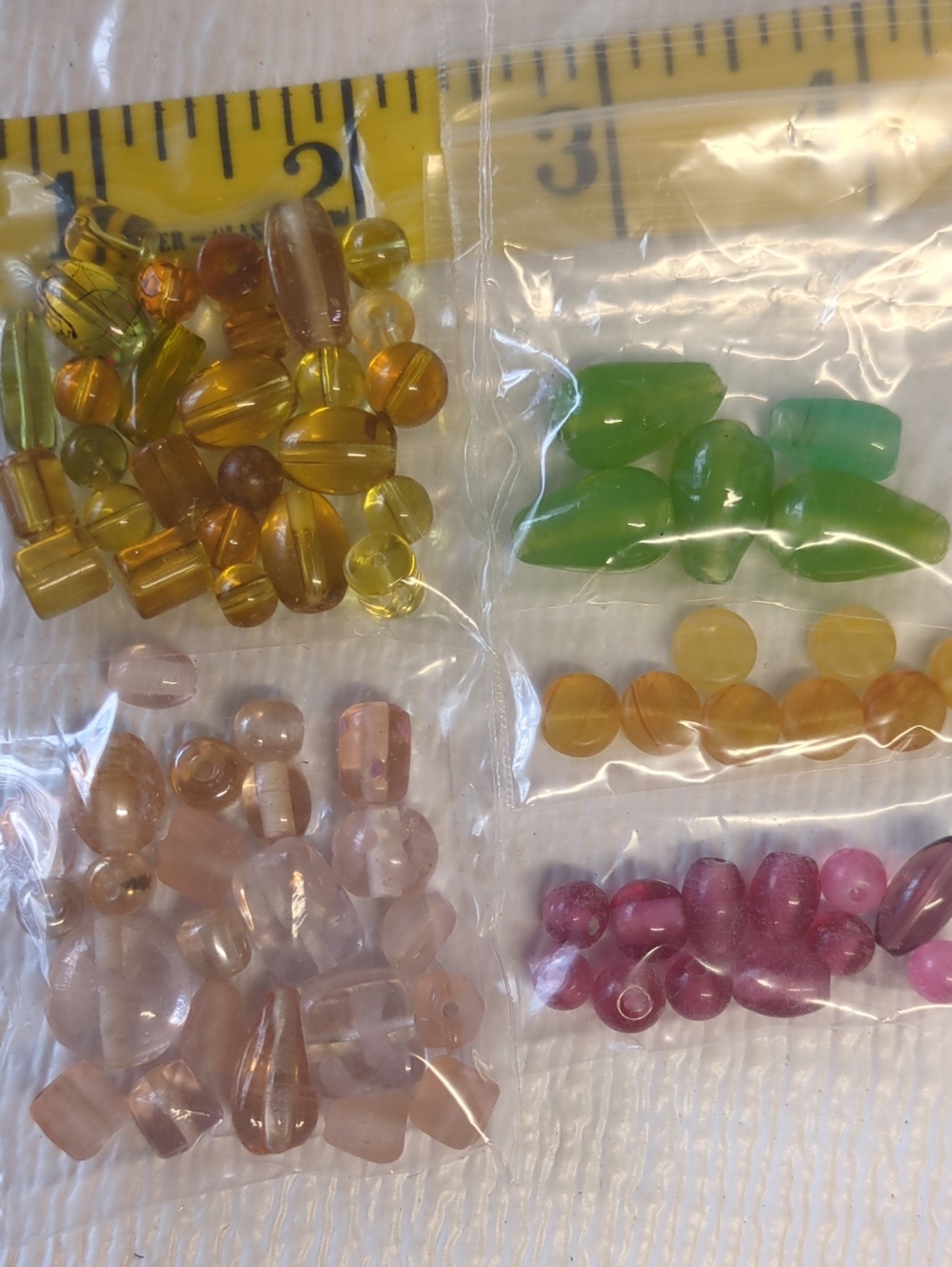 ☀️Q89 Mixed Lampwork Glass Bead Lot — Yellow, Green, Pink, Rose, Amber